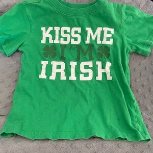 Green Kids Shirt with 'Kiss Me I'm Irish' Print